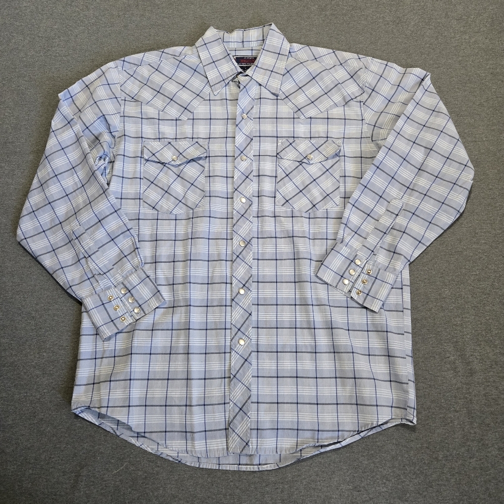Williams Bay Mens Size Large Long Sleeve Pearl Snap Plaid Shirt Western Rodeo